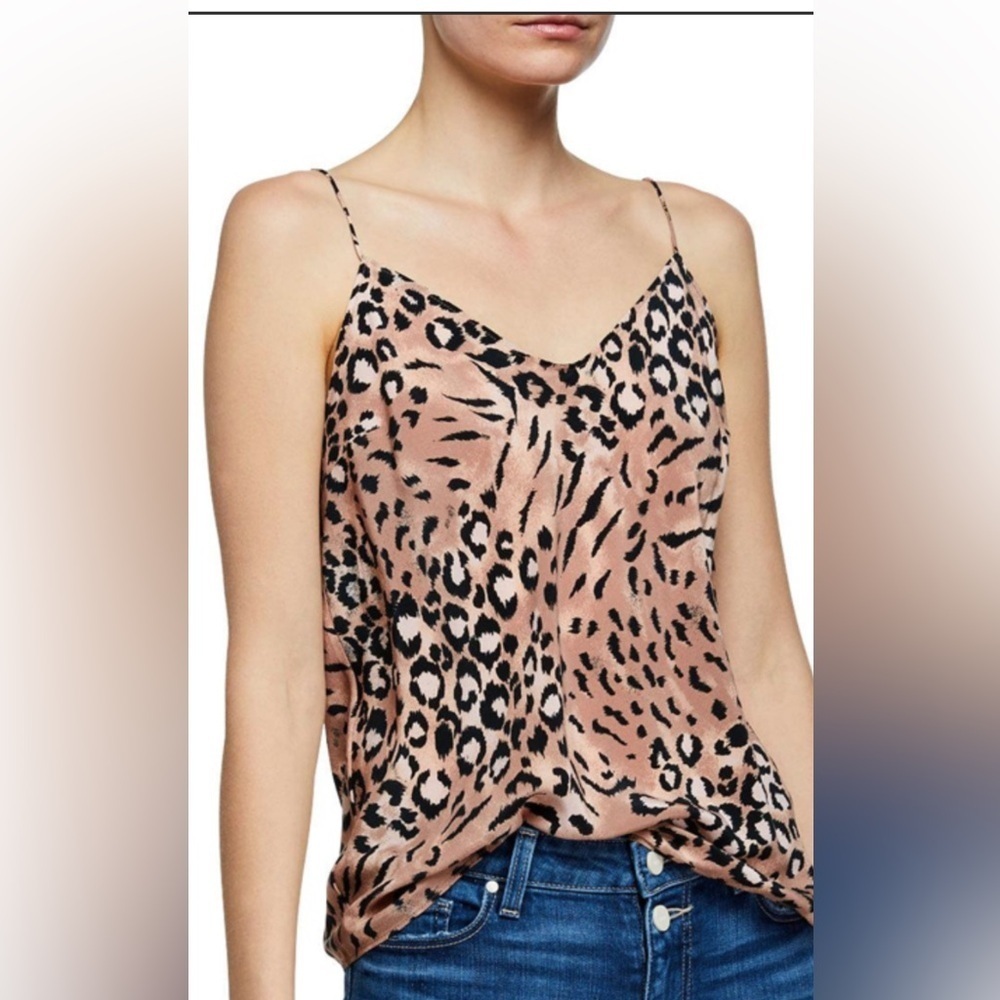 PAIGE Animal Print Silk Cicely Camisole, Light Hyde, Size S, EUC.